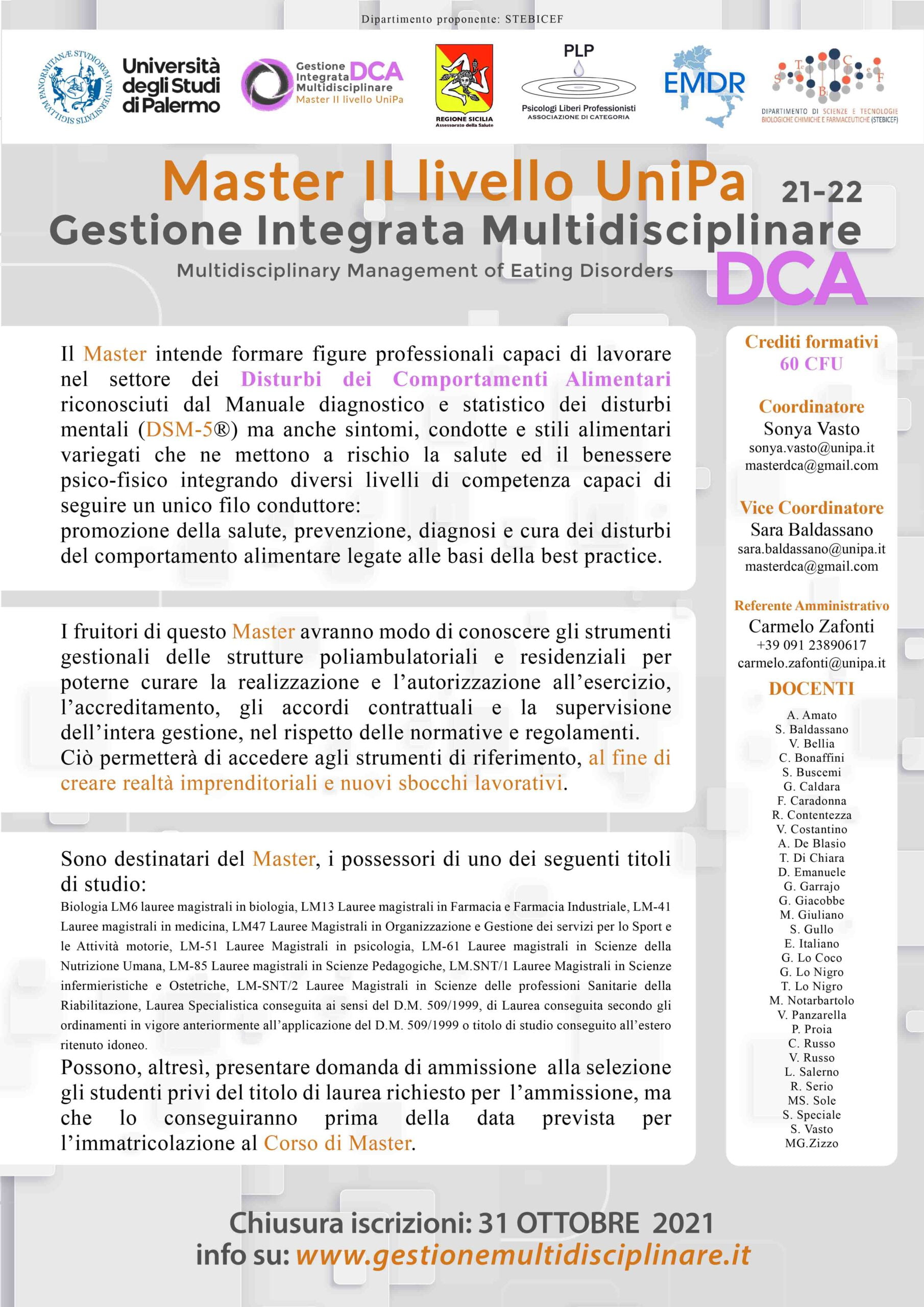 Master II Livello UniPa | Gestione Integrata Multidisciplinare DCA