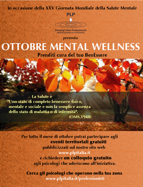 OTTOBRE MENTAL WELLNESS – prenditi cura del tuo BenEssere